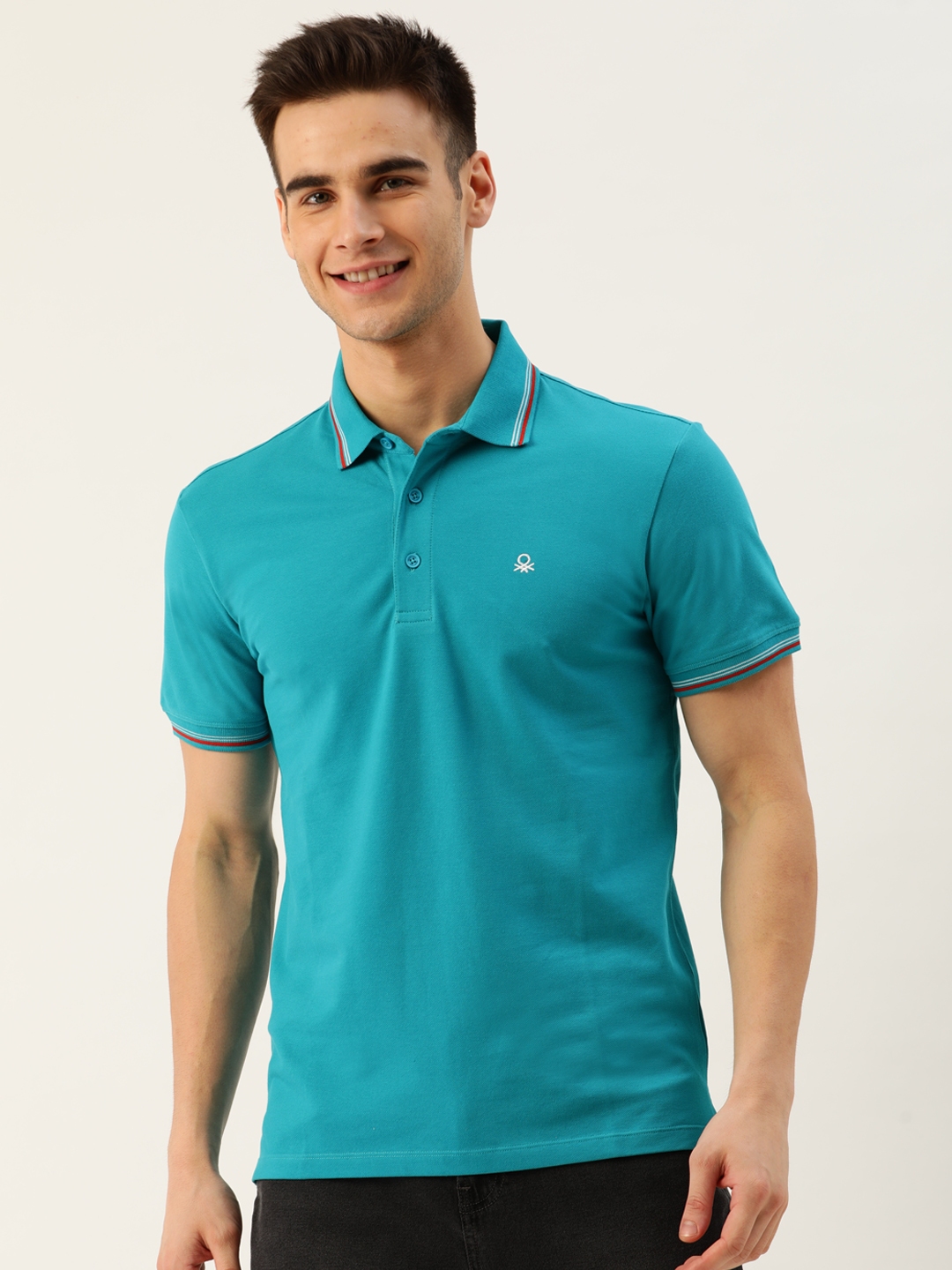 Buy United Colors Of Benetton Men Blue Solid Polo Collar T Shirt 