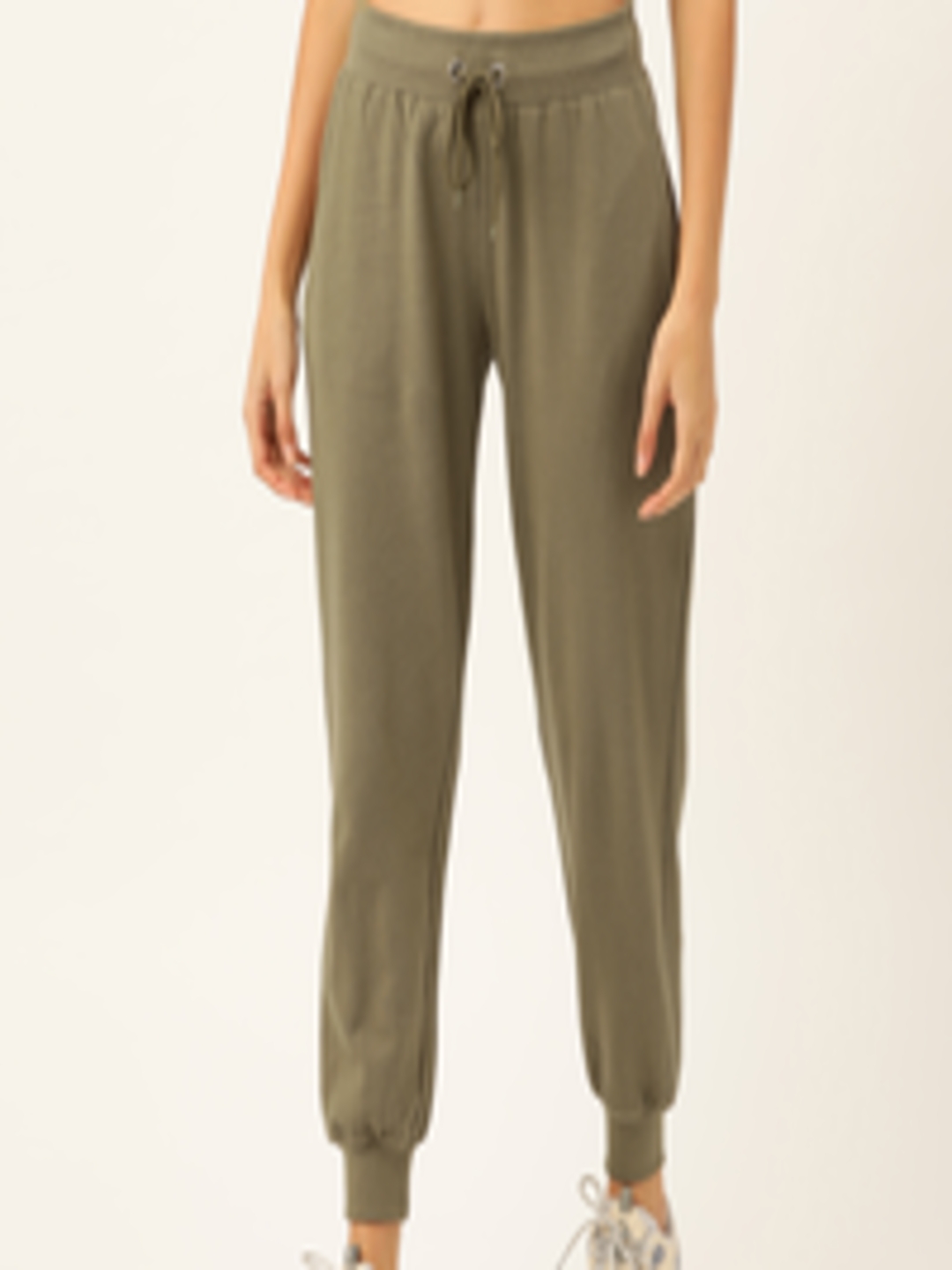 Buy 20Dresses Women Olive Green Solid Cropped Joggers - Track Pants for ...