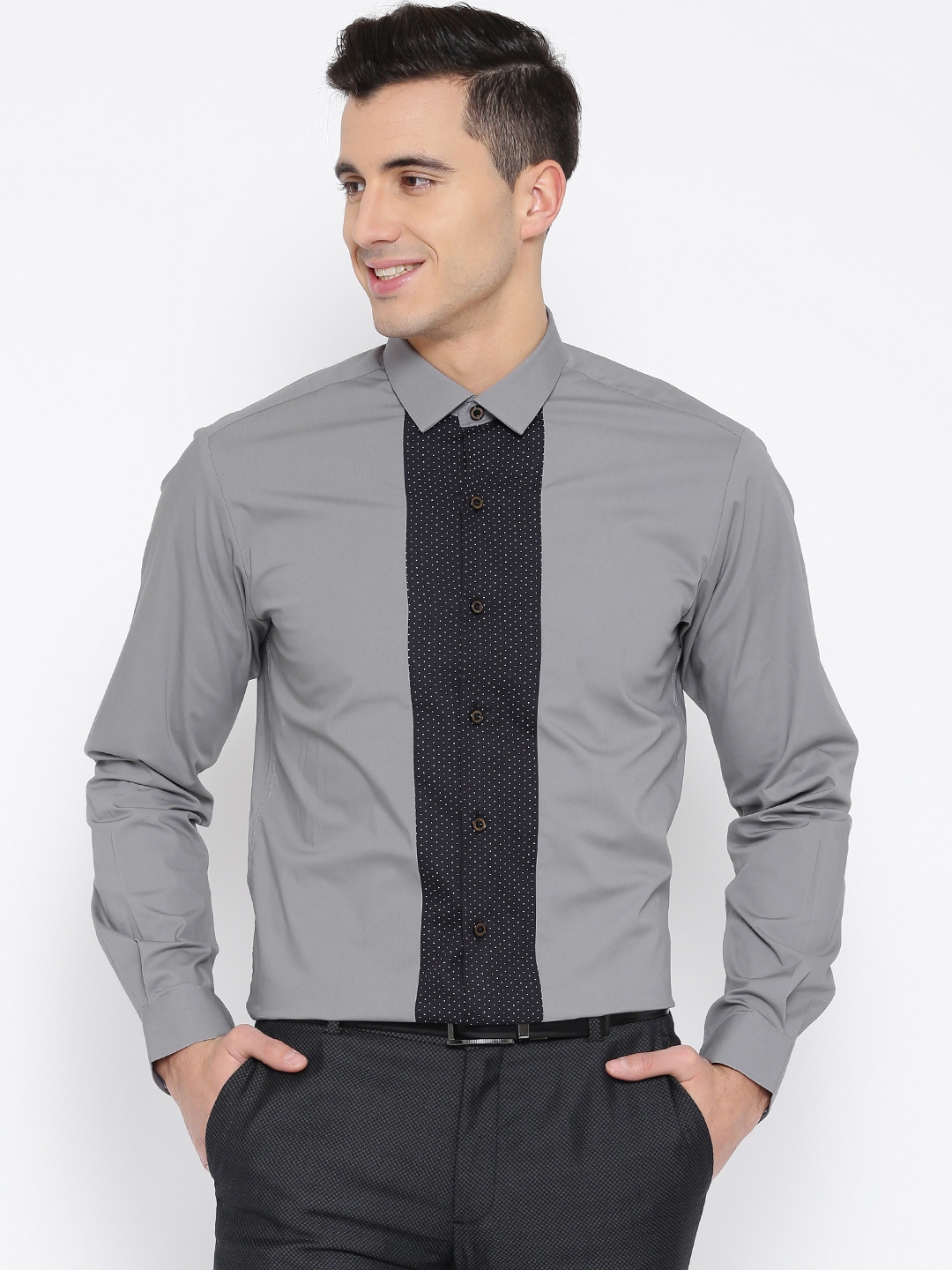 Buy Wills Lifestyle Men Grey Slim Fit Printed Partywear Shirt - Shirts ...