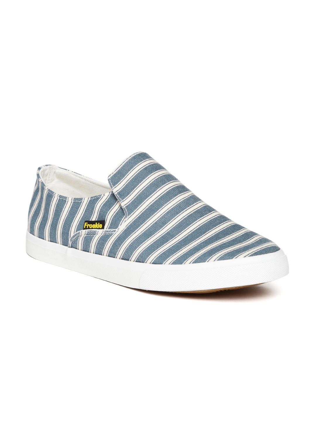 Buy Froskie Men Blue & Cream Coloured Striped Slip Ons - Casual Shoes ...