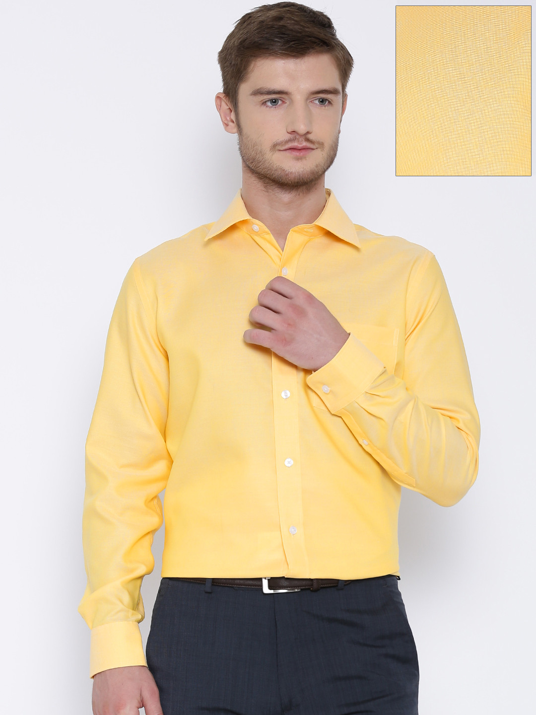 Buy Park Avenue Yellow Formal Shirt Shirts for Men 1301796 Myntra