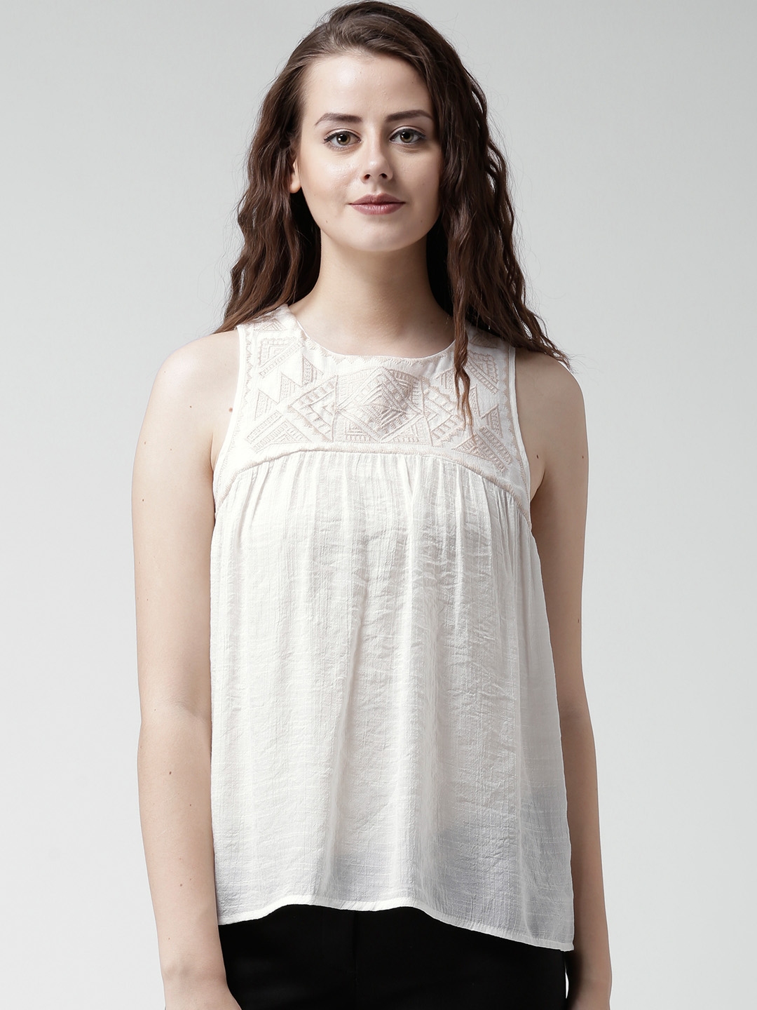 Buy New Look Off White Embroidered Top - Tops for Women 1302168 | Myntra