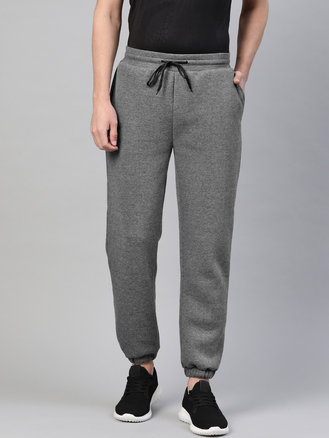 Buy Fitkin Men Charcoal Grey Cotton Active Comfort Winter Joggers