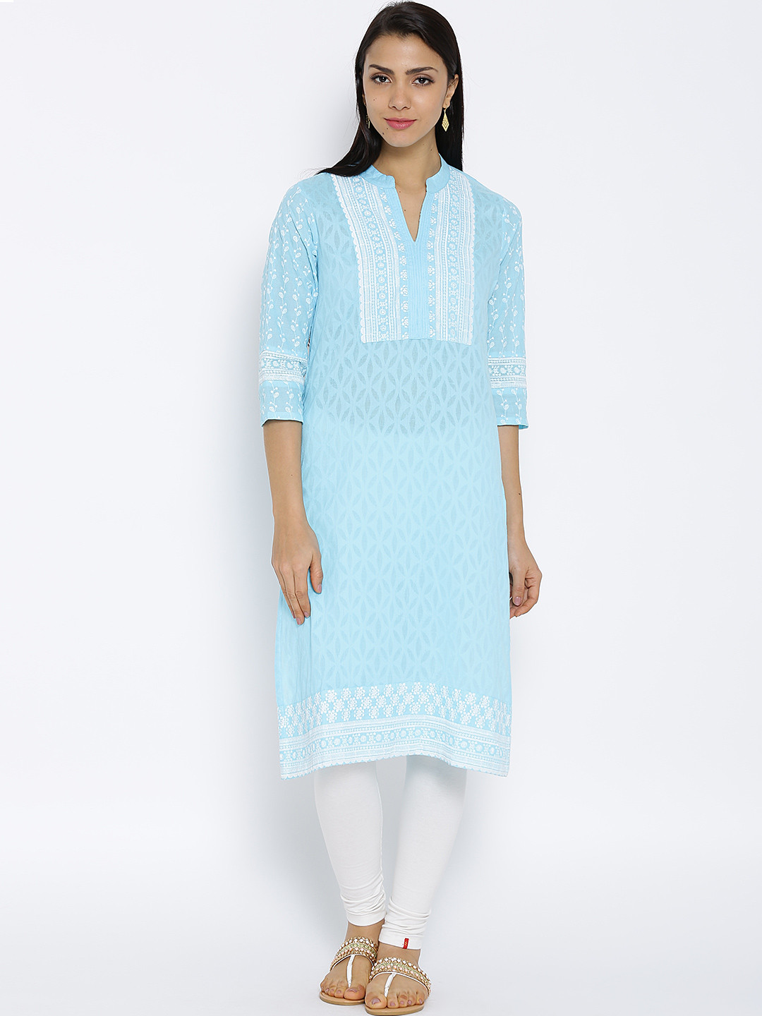 Buy Rangriti Light Blue Embroidered Kurta Kurtas for Women 1302612 Myntra