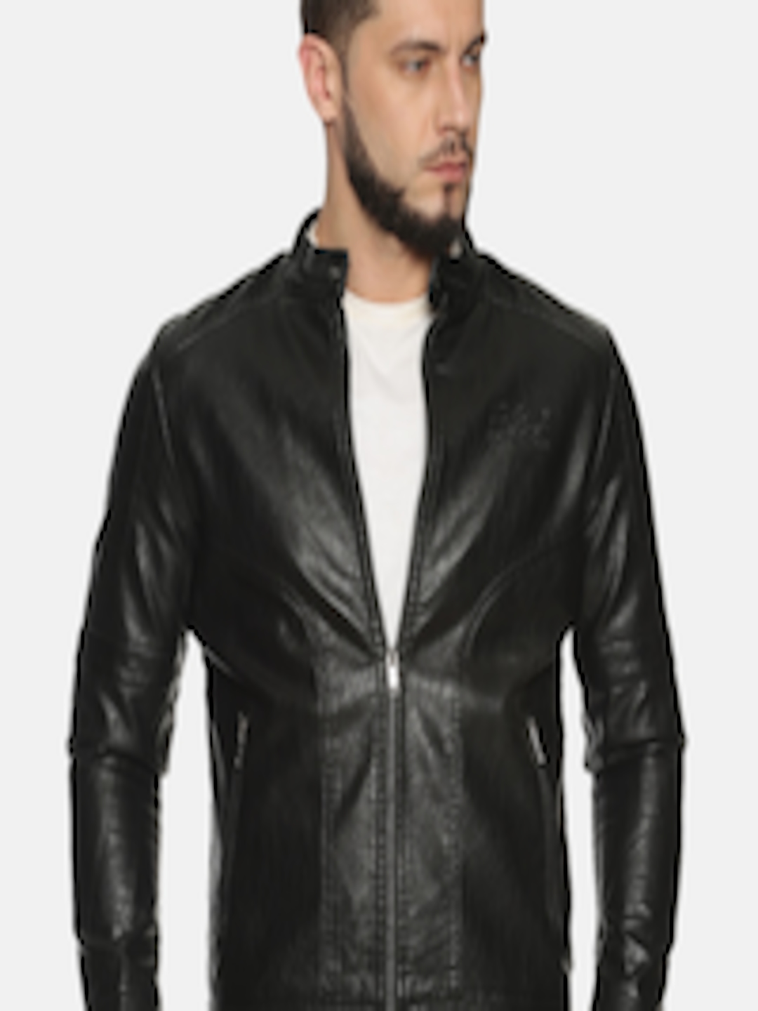 Buy SHOWOFF Men Black Solid Biker Jacket - Jackets for Men 13028156 ...