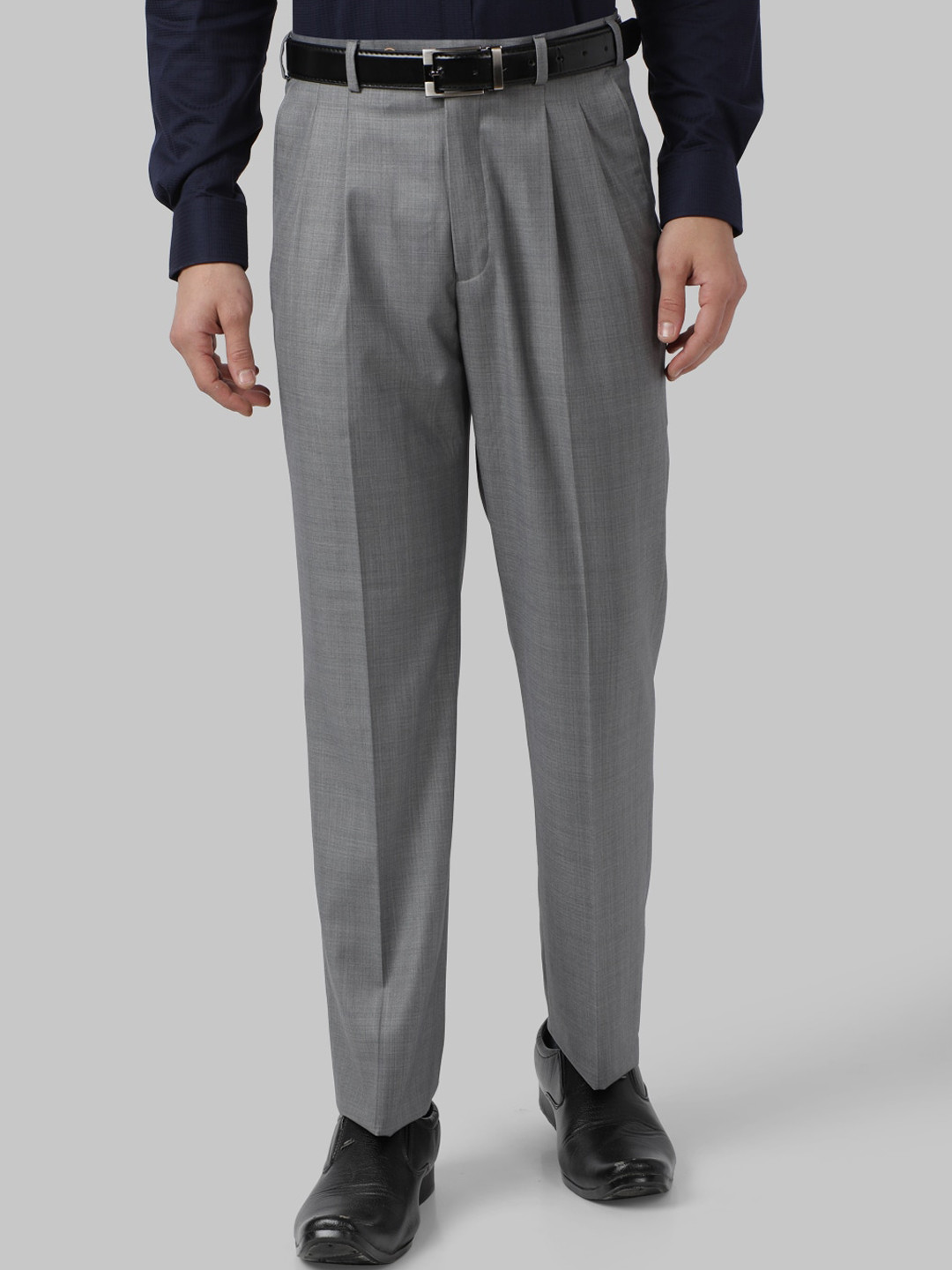 Buy Park Avenue Men Grey Regular Fit Solid Formal Trousers - Trousers ...