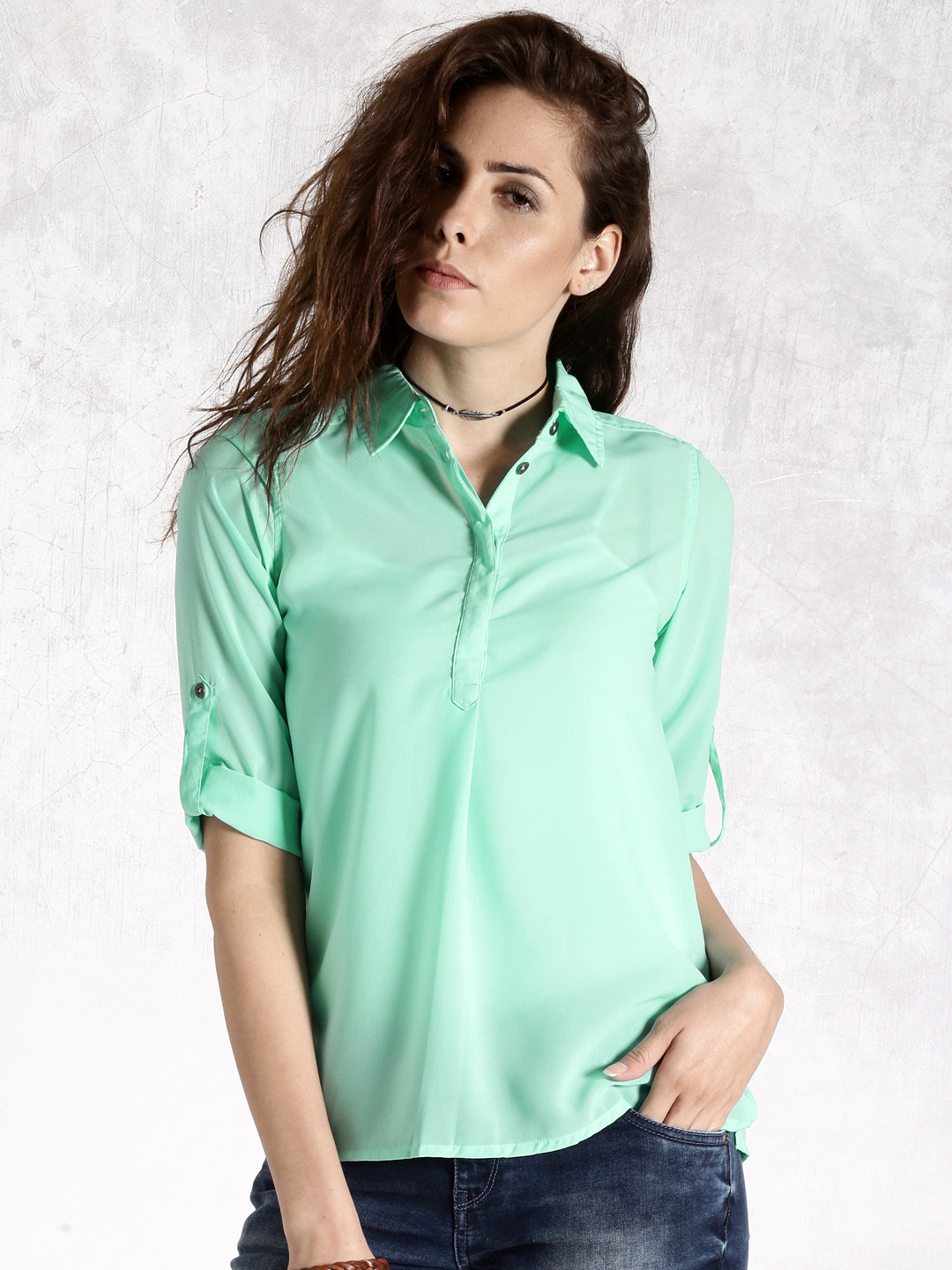 Buy Roadster Mint Green Top Tops for Women 1303437 Myntra