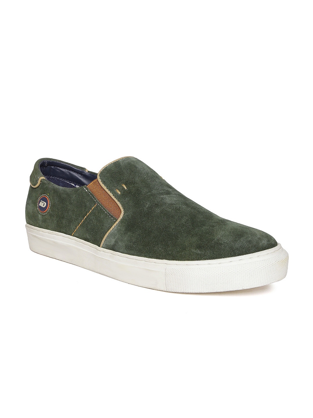 Buy ID Men Olive Green Suede Slip Ons Casual Shoes for Men 1305414