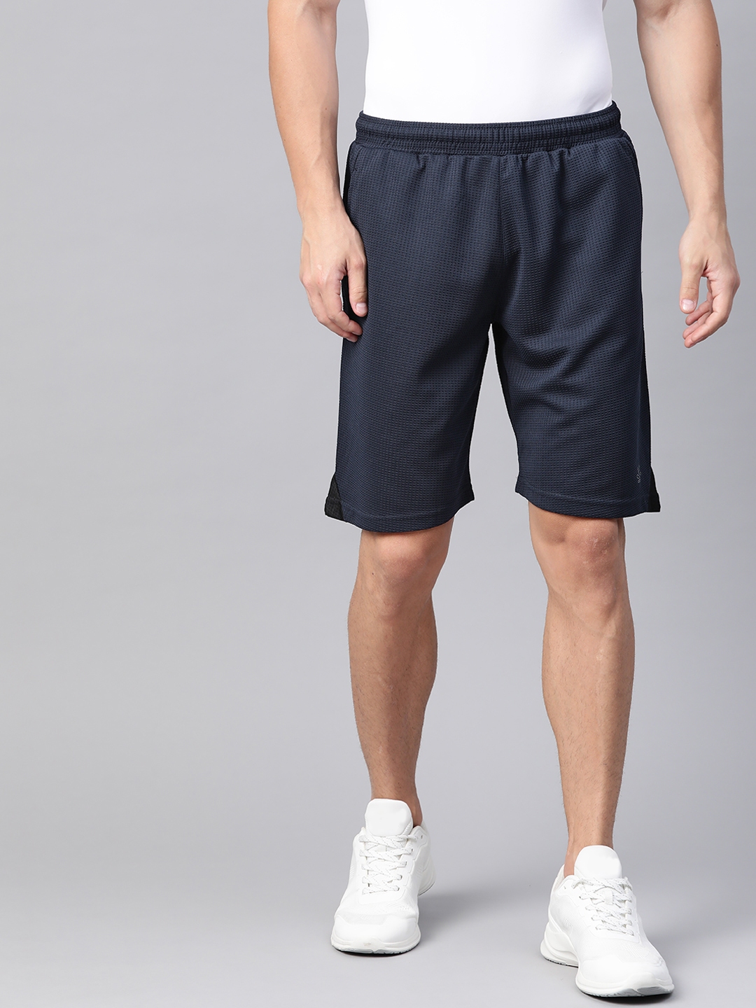Buy WROGN ACTIVE Men Navy Blue Self Design Regular Fit Shorts - Shorts ...