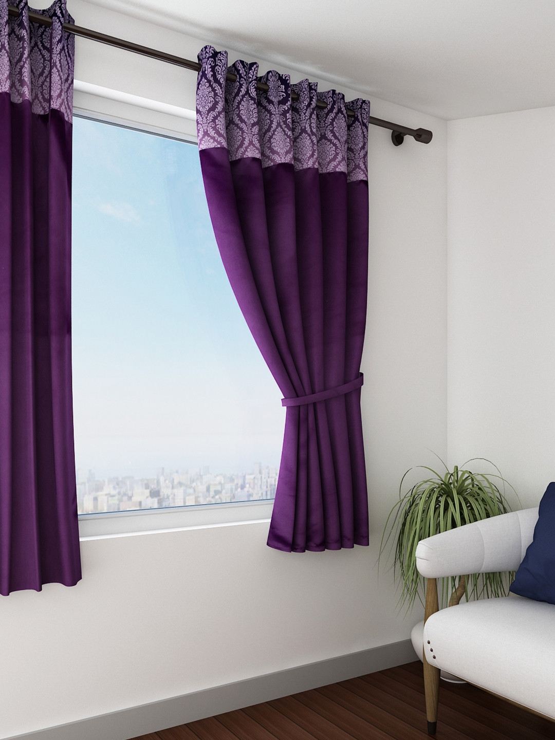Buy SWAYAM Purple Single Blackout Window Curtain - Curtains And Sheers