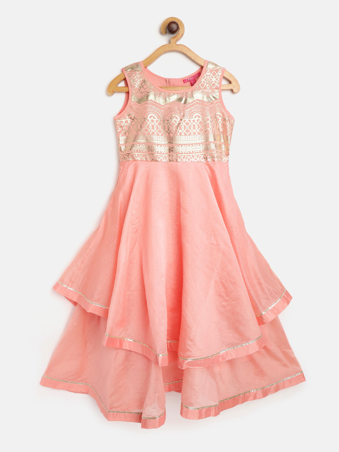Girls Beads and Stone Embellished Ethnic Maxi Dress
