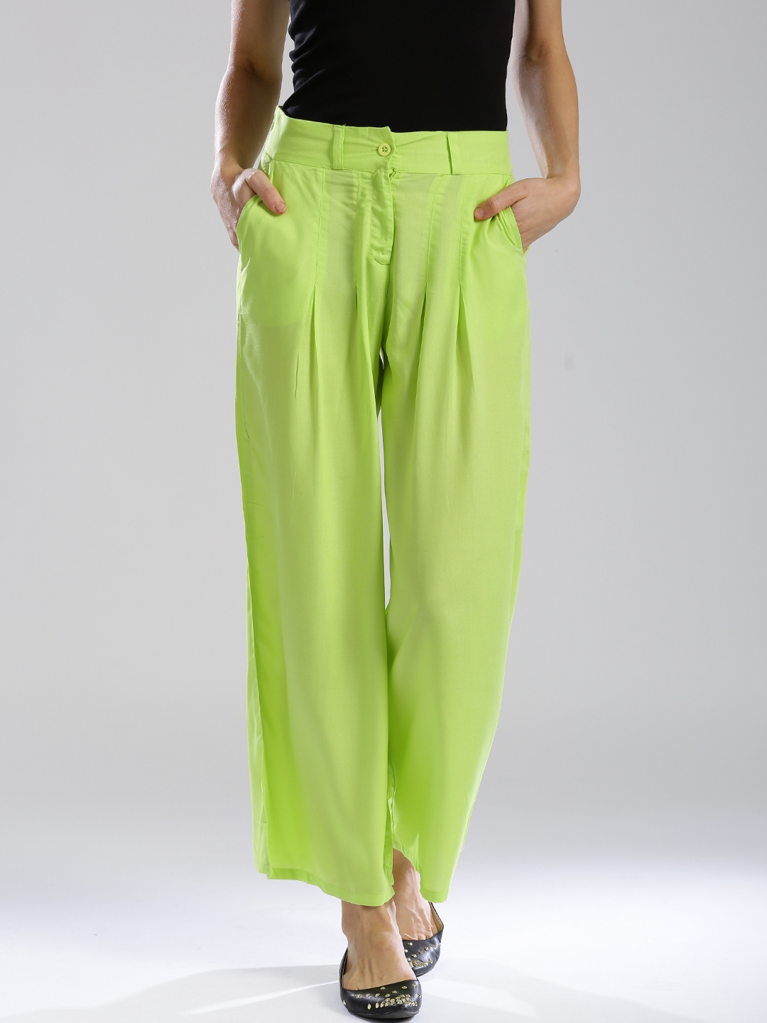 Buy W Lime Green Palazzo Trousers - Palazzos for Women 1308567 | Myntra