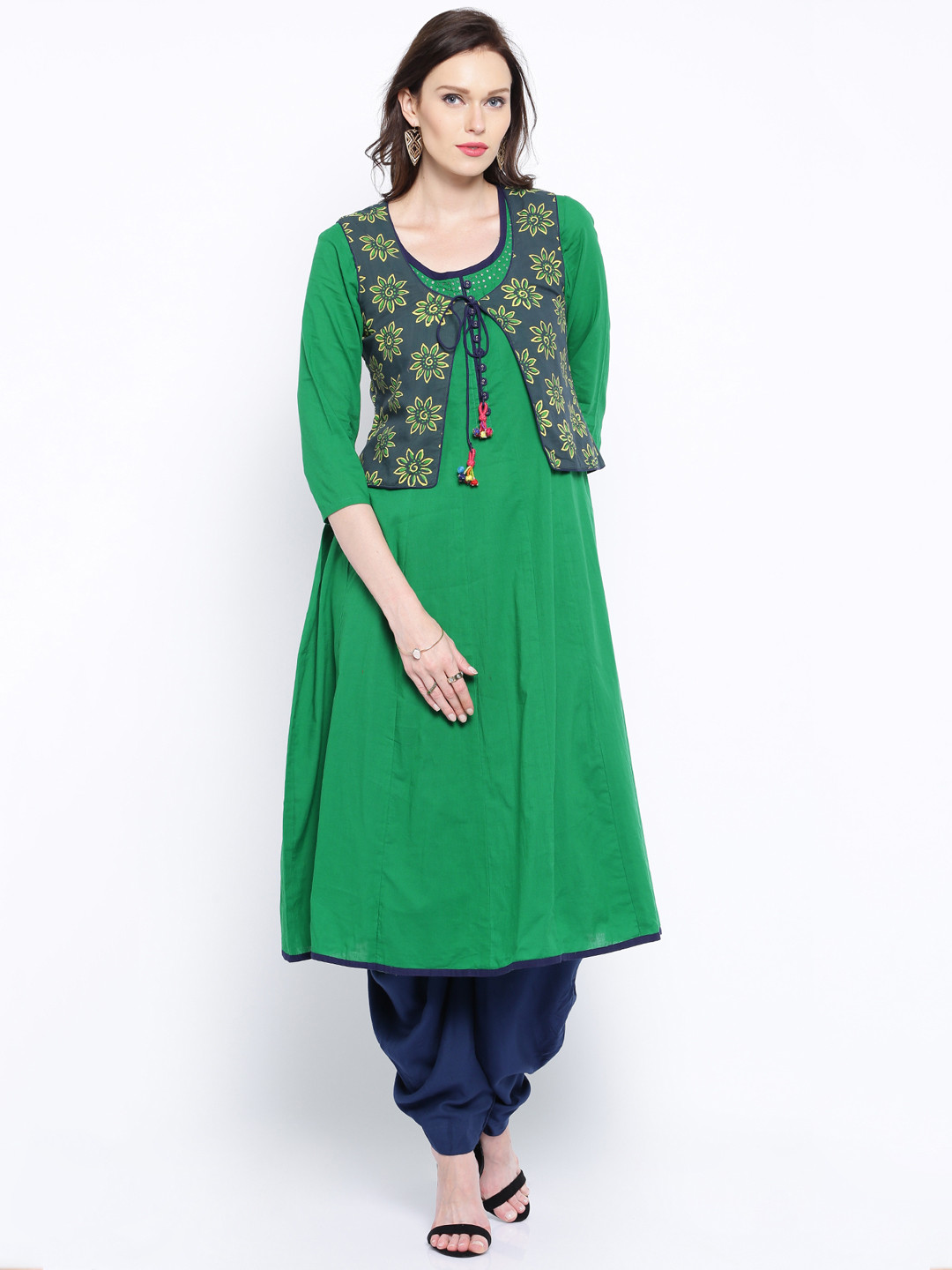Buy Anouk Green Kurta With Printed Jacket Kurtas for Women 1308572 Myntra