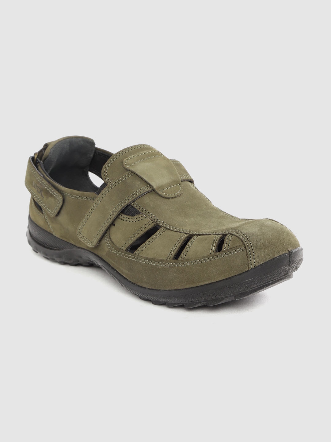woodland men olive green leather sandals