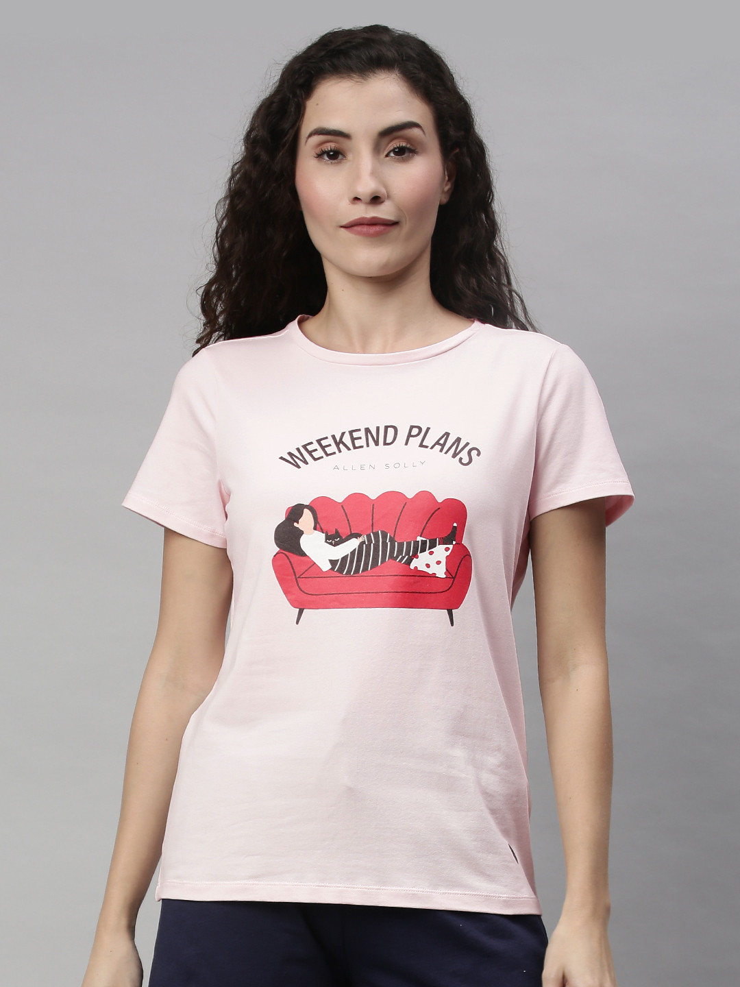 Buy Allen Solly Woman Pink Printed Round Neck Lounge T Shirt - Lounge Tshirts for Women 13088928 