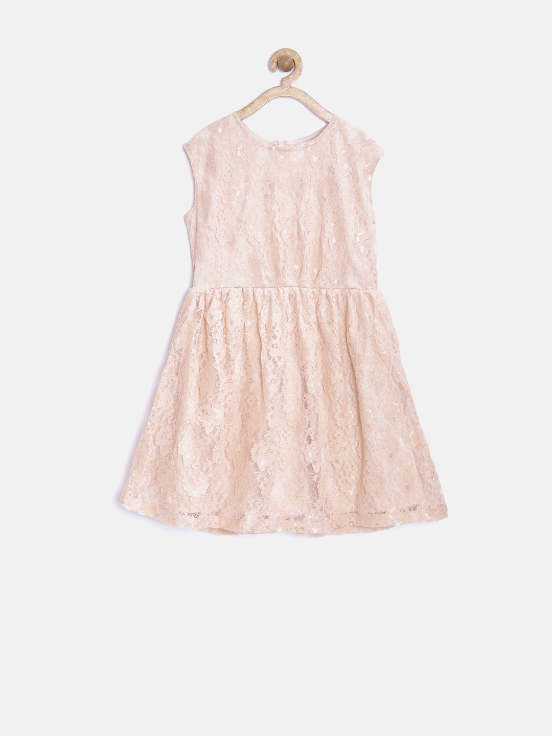 Buy MANGO Kids Girls Dusty Pink Lace Fit & Flare Dress - Dresses for ...