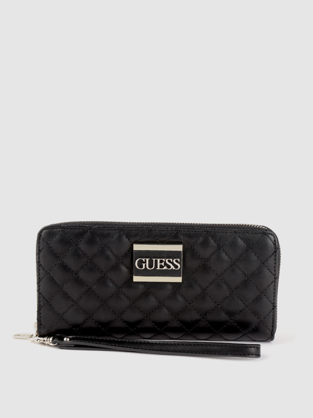 Buy GUESS Women Black Quilted Zip Around Wallet With Wrist Loop Wallets for Women 13092968