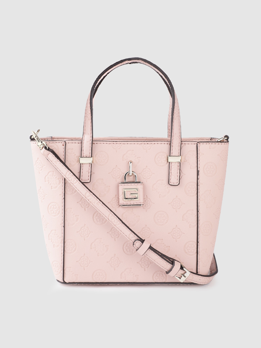 Buy GUESS Pink Brand Logo Textured Handheld Bag With Detachable Sling Strap Handbags for Women