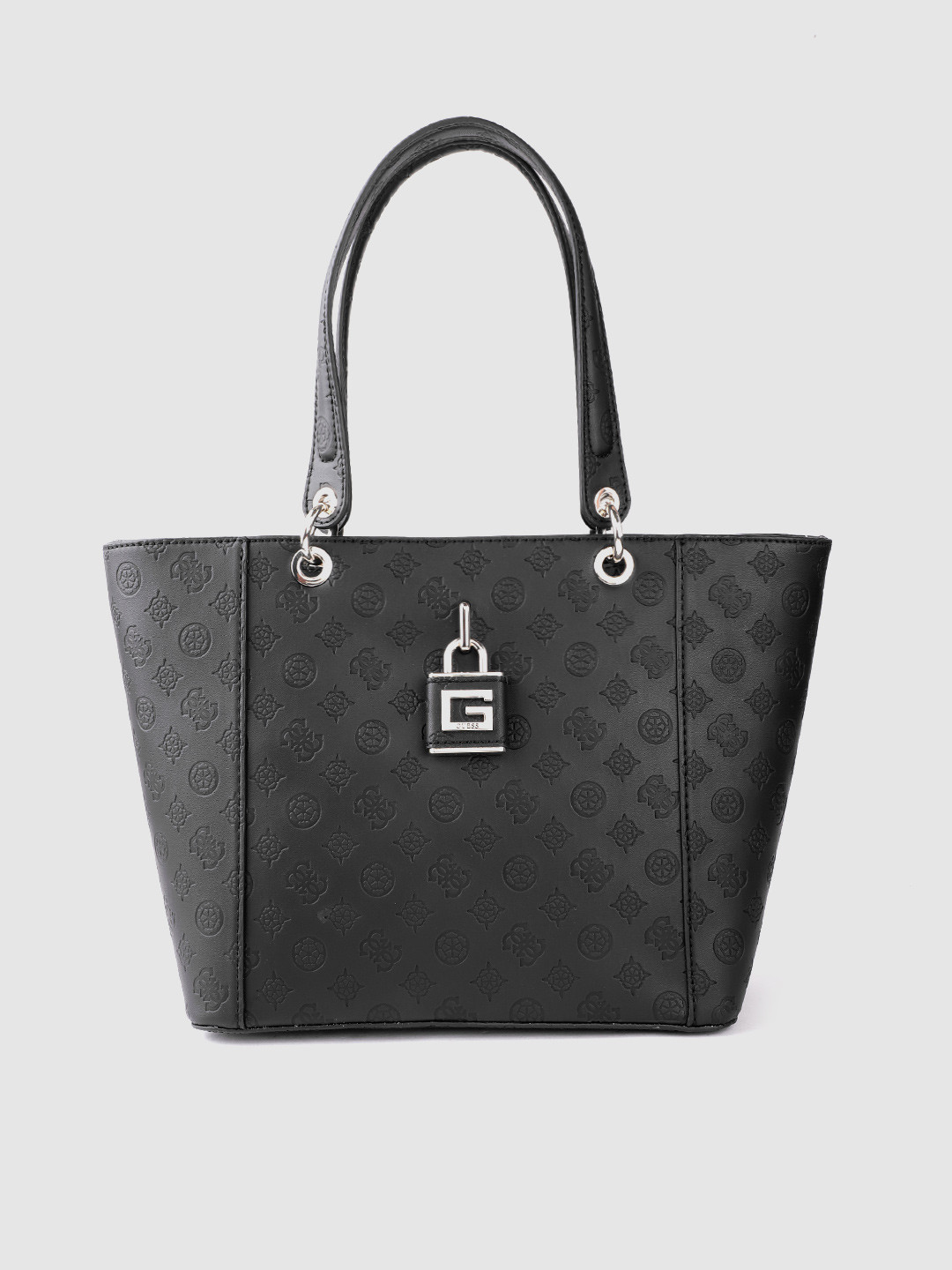 Buy GUESS Black Brand Logo Textured Shoulder Bag Handbags for Women