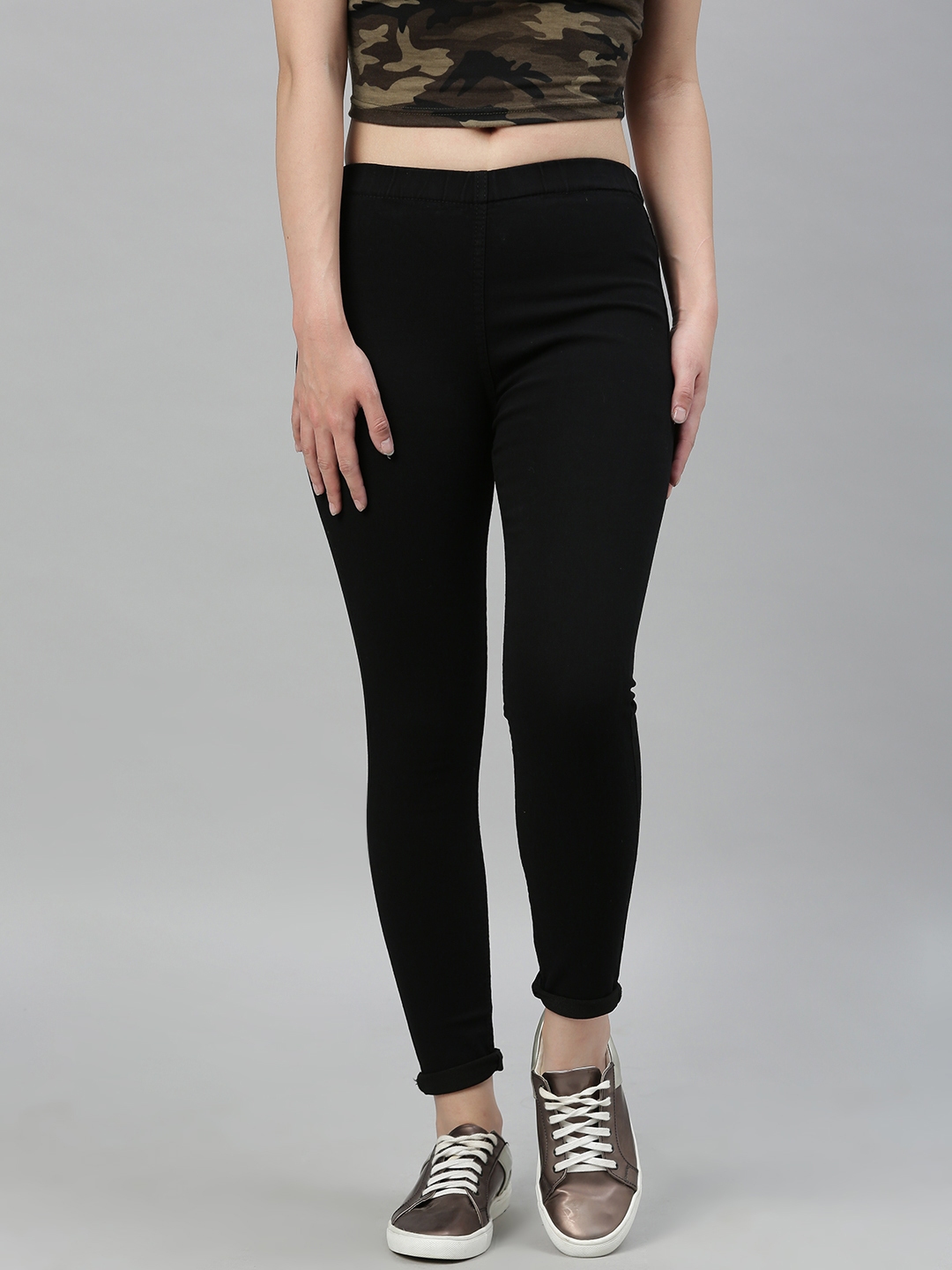 black denim jeggings