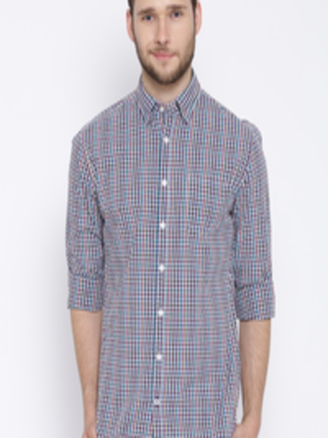 Buy H.E. By MANGO Multicoloured Checked Slim Casual Shirt - Shirts for ...