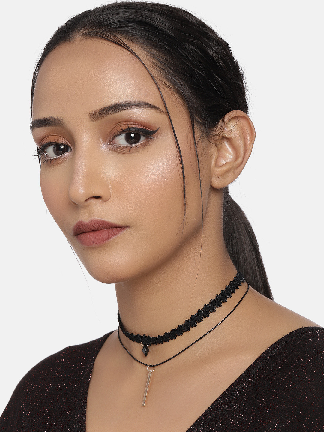 Buy DressBerry Black Synthetic Choker Necklace Necklace And Chains