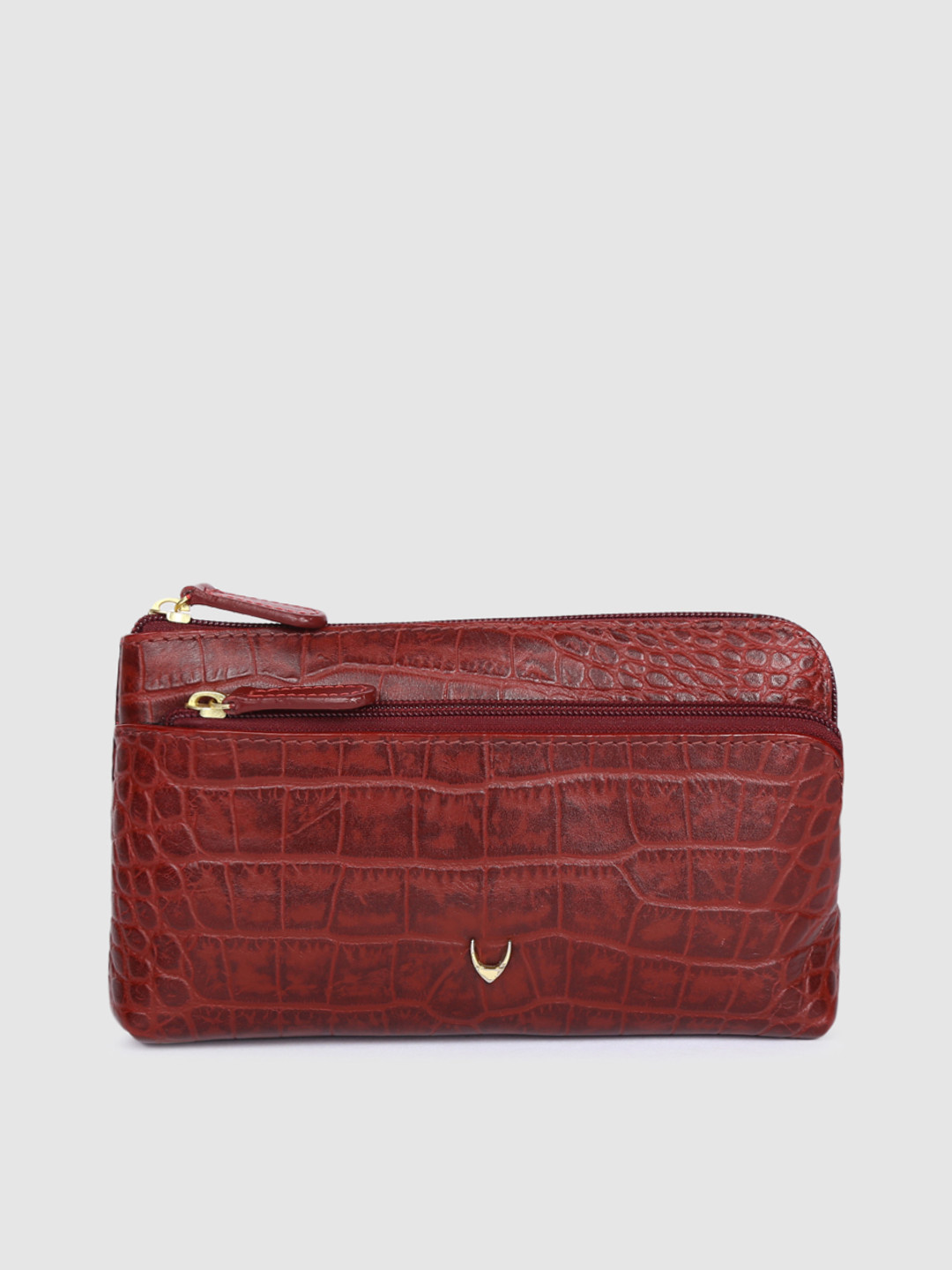 Buy Hidesign Women Maroon Textured Leather Zip Around Wallet Wallets