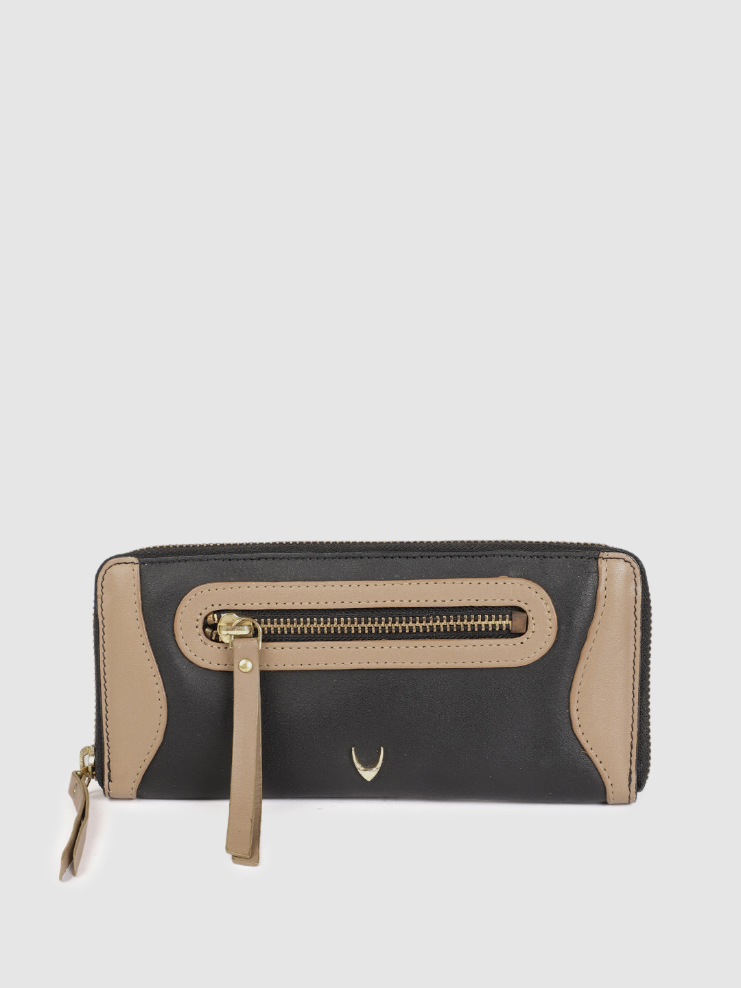 Buy Hidesign Women Black & Beige Solid Leather Zip Around Wallet