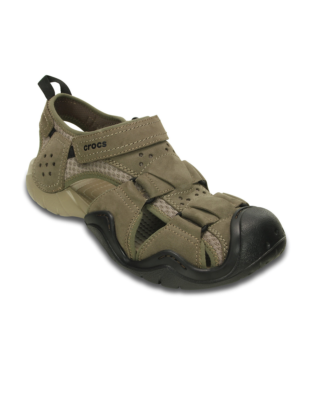 Buy Crocs Swiftwater Men Brown Genuine Leather Sandals Sandals for