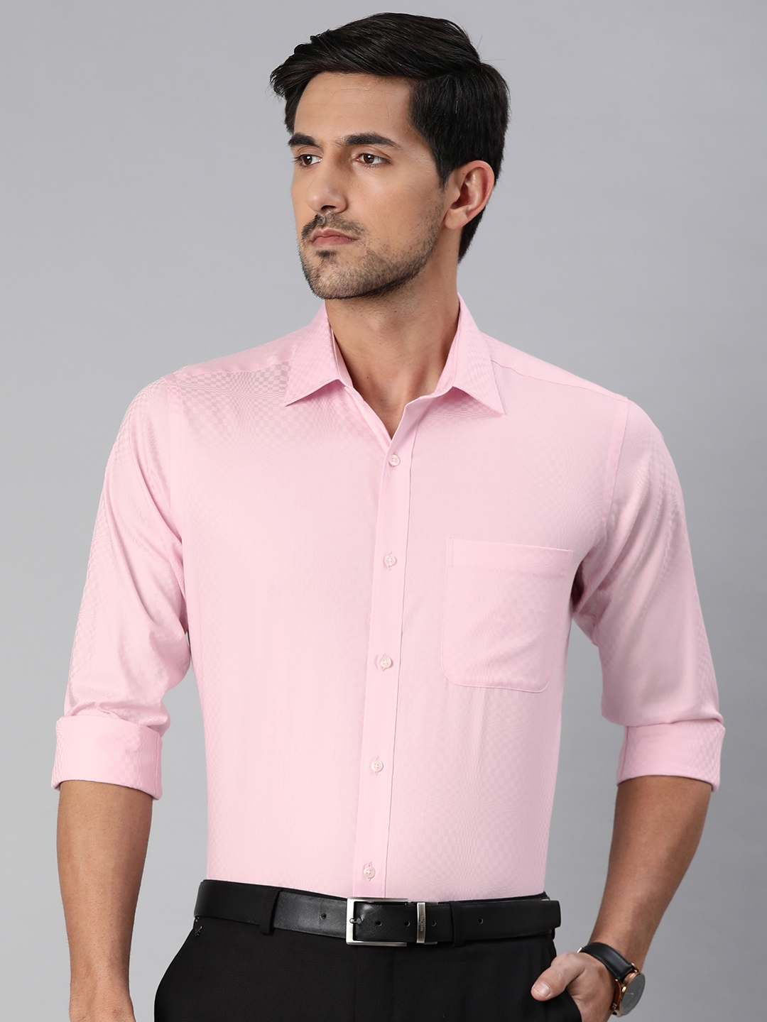 Buy Raymond Men Pink Slim Fit Checked Formal Shirt - Shirts for Men ...