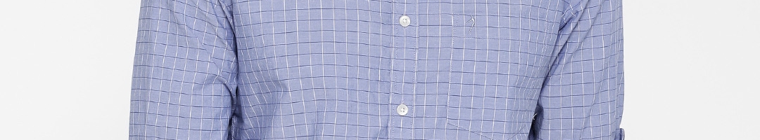 Buy Indian Terrain Blue Checked Slim Casual Shirt - Shirts for Men ...