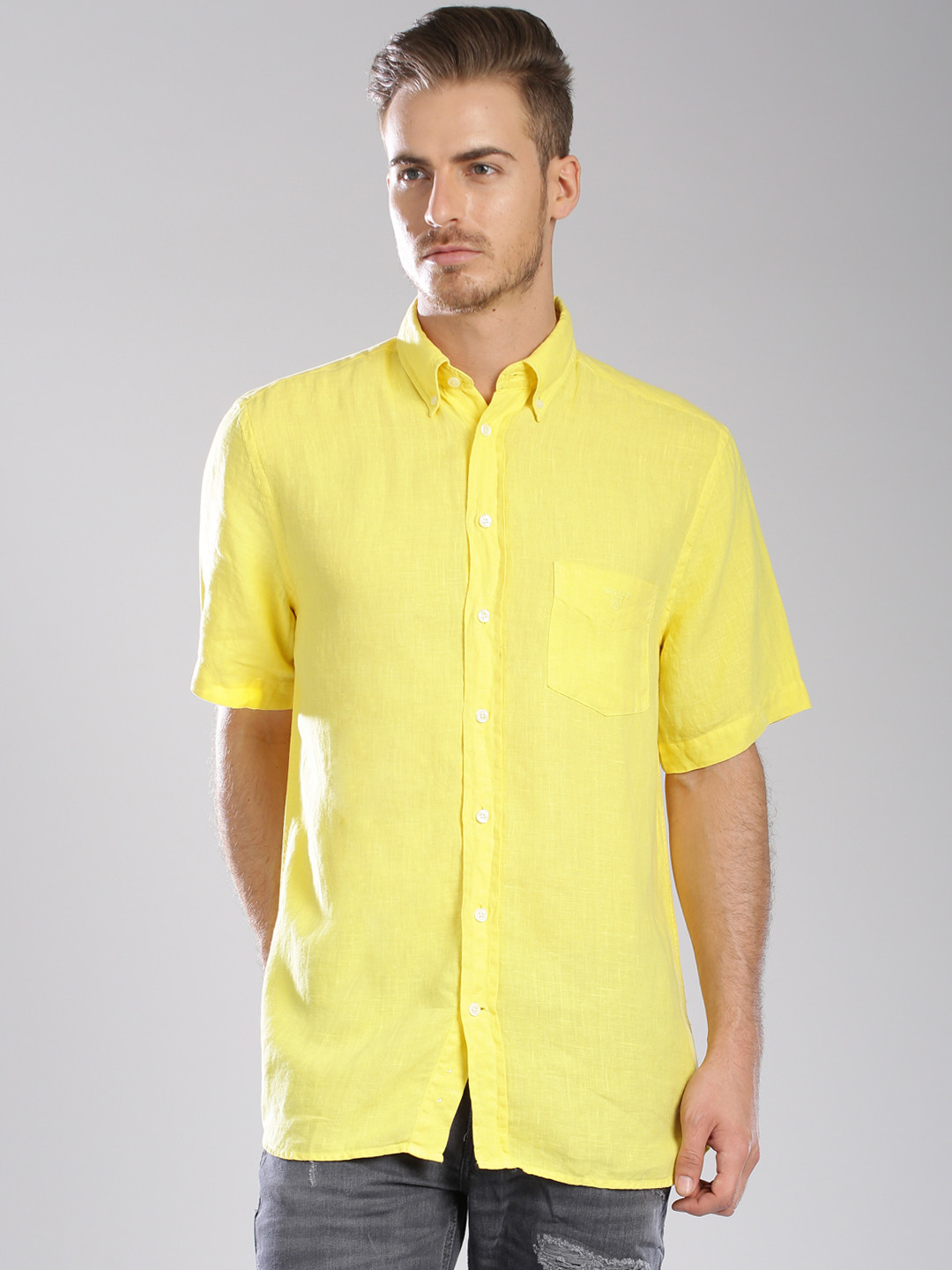 Buy GANT Yellow Linen Casual Shirt - Shirts for Men 1312038 | Myntra