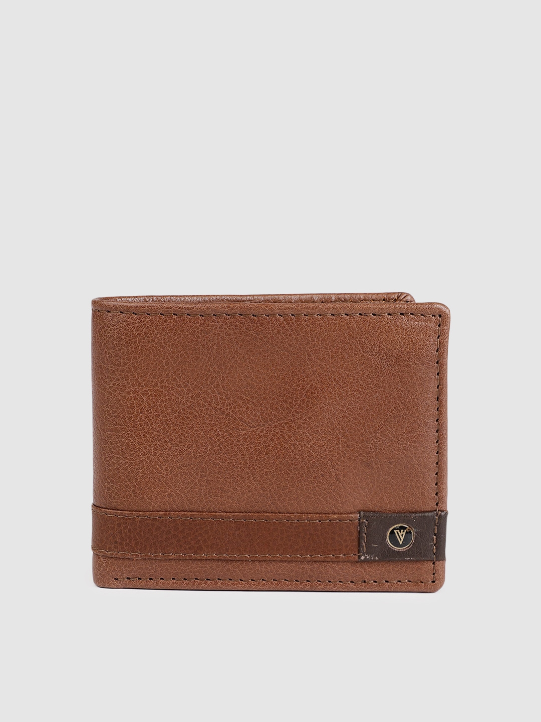 Buy Van Heusen Men Tan Self Design Leather Two Fold Wallet - Wallets ...