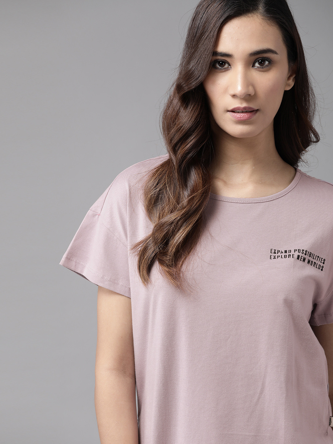 Buy The Roadster Lifestyle Co Women Lavender Printed Detail Pure Cotton