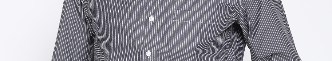 Buy Wills Lifestyle Charcoal Grey Striped Slim Formal Shirt - Shirts ...
