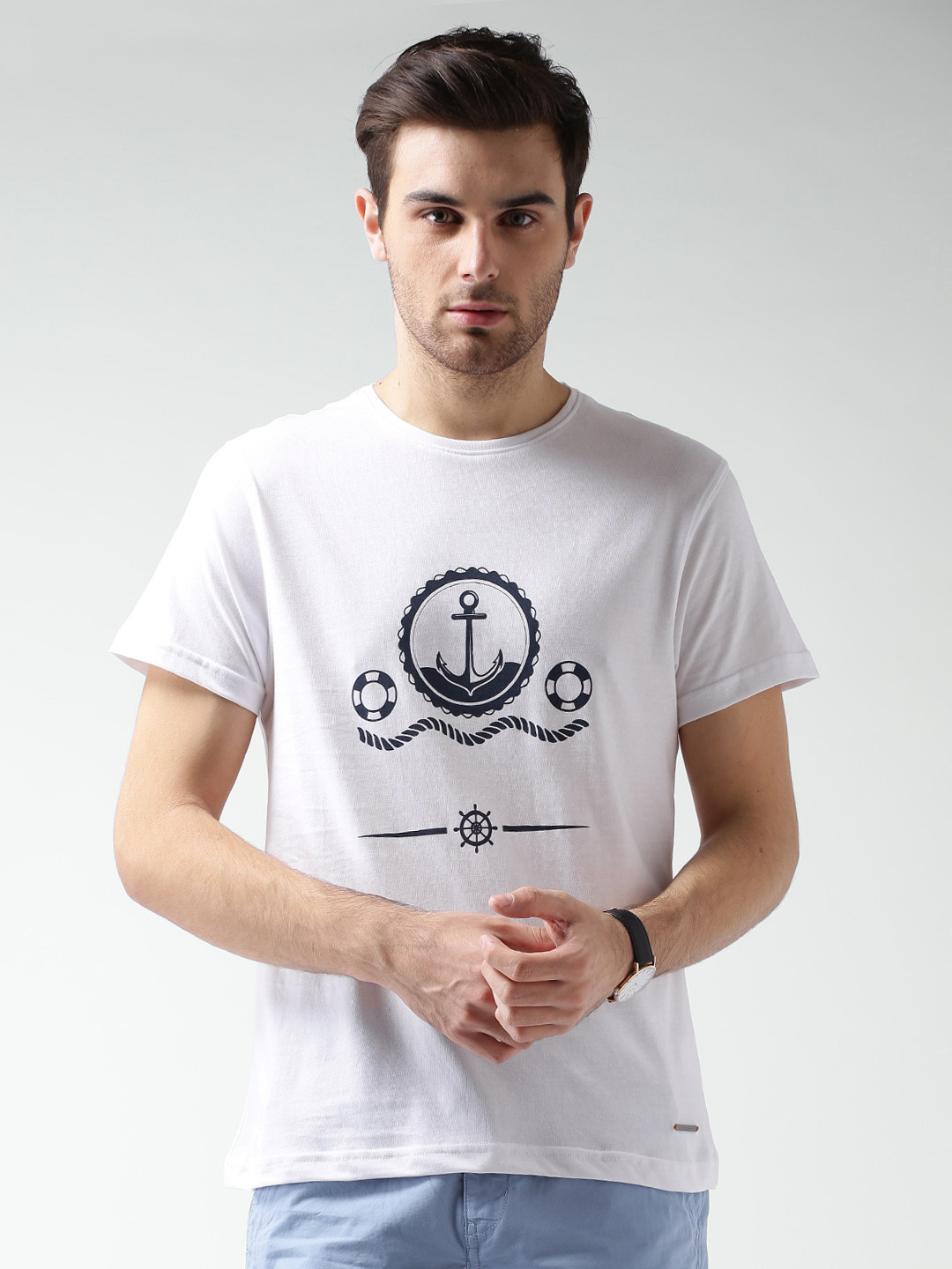 Buy Mast Harbour White Printed Pure Cotton T Shirt Tshirts for Men
