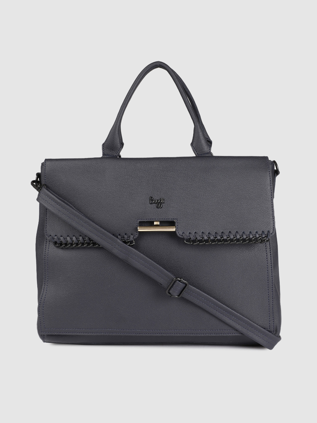 Buy Baggit Navy Blue Solid Handheld Laptop Bag Handbags for Women