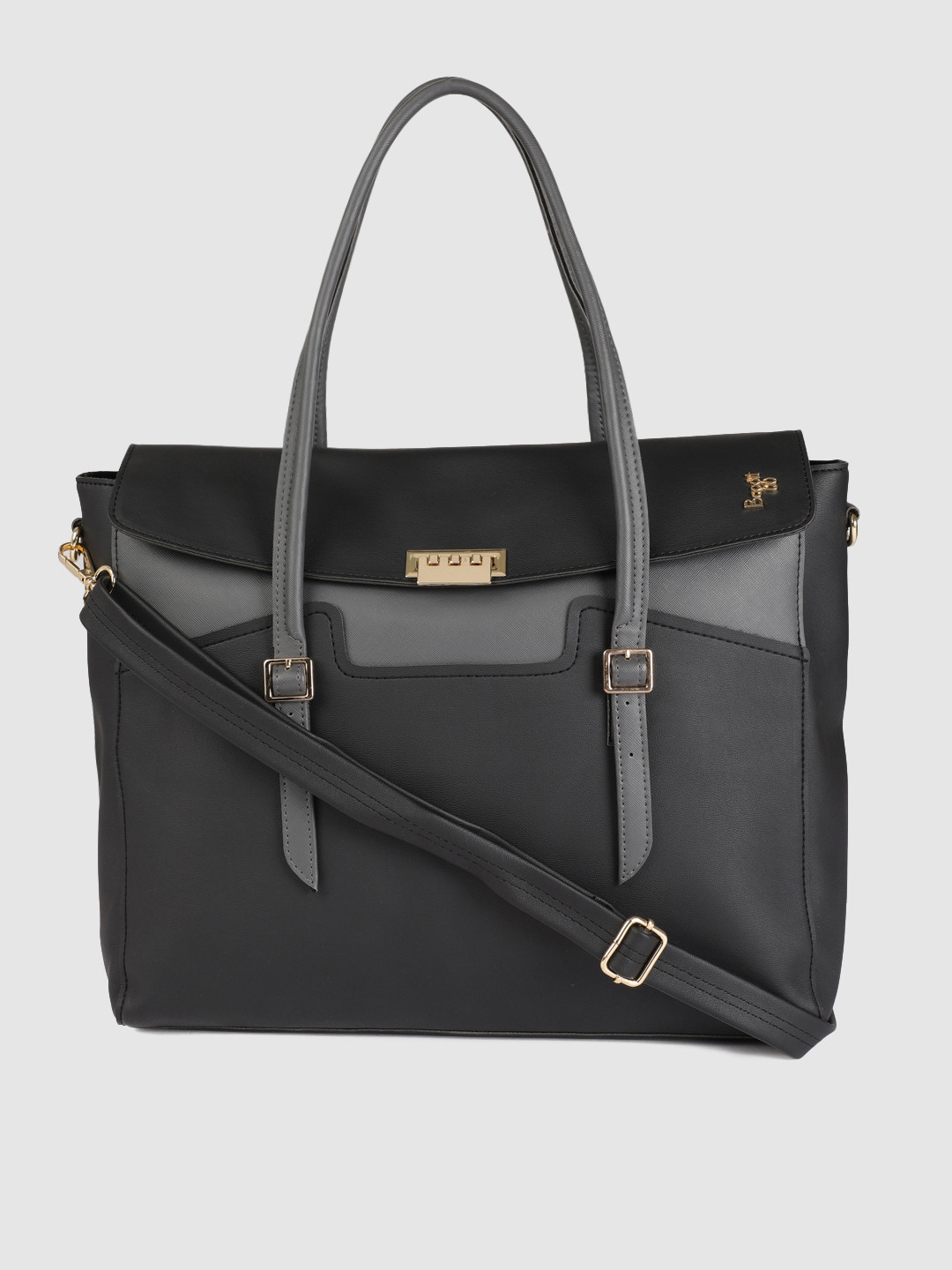 Buy Baggit Women Black & Grey Colourblocked Laptop Bag Laptop Bag for