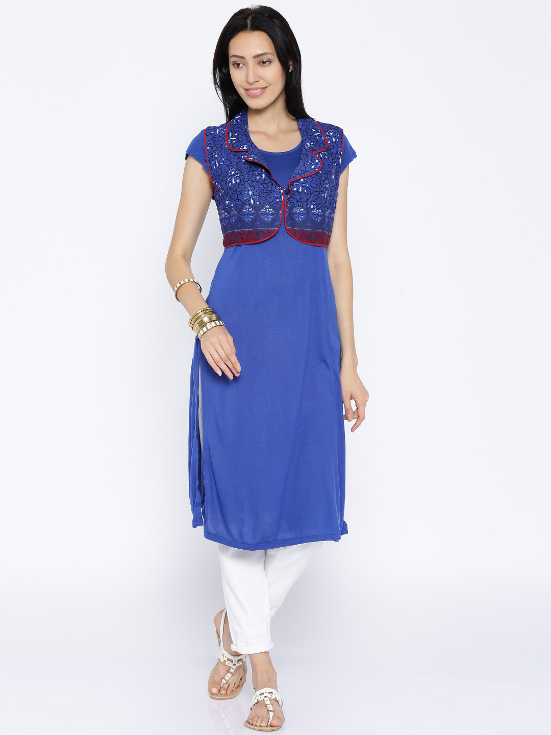 biba blue printed kurta