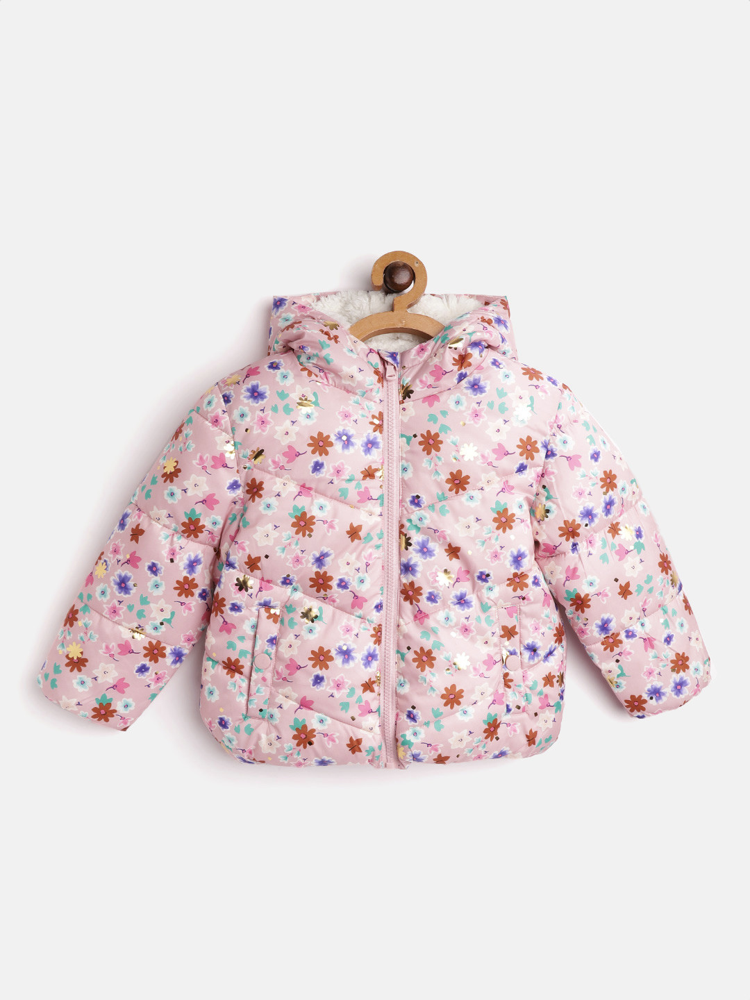 Buy Marks & Spencer Girls Pink & Green Floral Print Water Resistant
