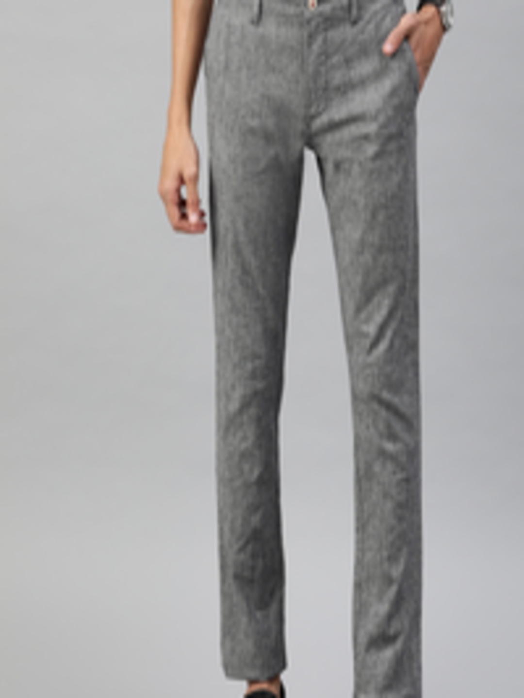 Buy Louis Philippe Sport Men Grey Slim Fit Solid Regular Trousers ...