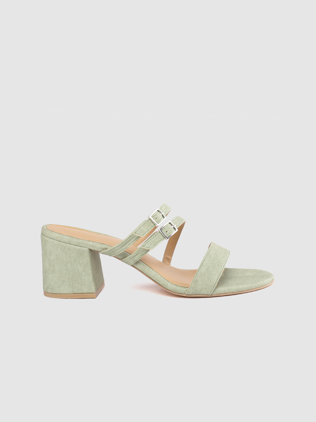 Buy Mast & Harbour Women Green Solid Block Heels With Buckle Detail - Heels for Women 13154216 