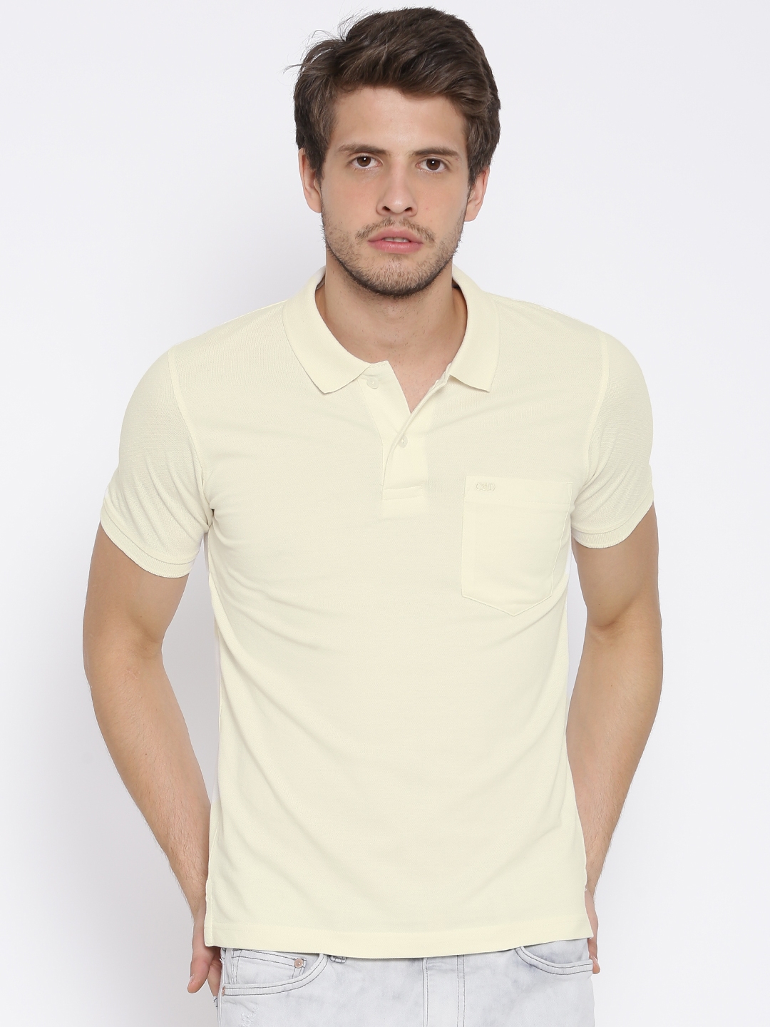 Buy Cloak & Decker By Monte Carlo Cream Coloured Polo T Shirt - Tshirts ...