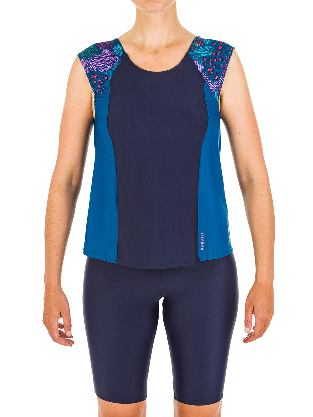 Buy Nabaiji By Decathlon Women Navy Blue Colourblocked Swimming Costume