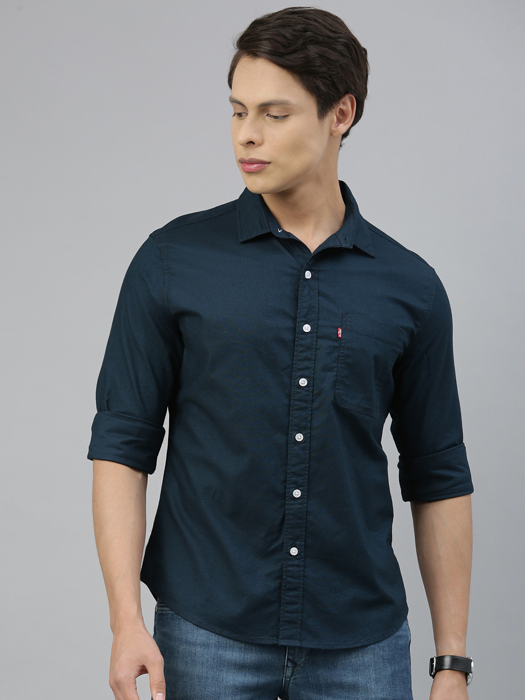 Buy Levis Men Navy Blue Slim Fit Solid Casual Shirt Shirts for Men