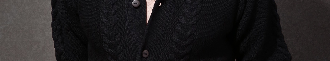 Buy RDSTR Men Black Self Design Cardigan - Sweaters for Men 1317288 ...