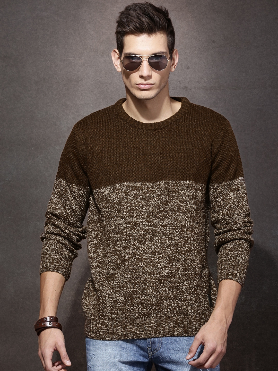 Buy RDSTR Brown Patterned Sweater Sweaters for Men 1317311 Myntra