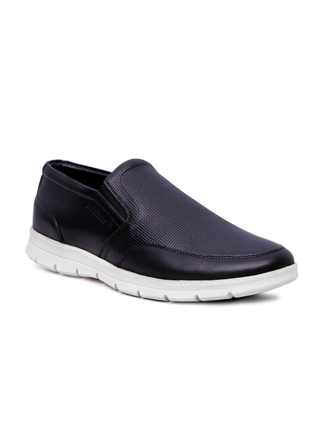 Buy Alleviater Men Black Slip On Leather Sneakers - Casual Shoes for ...