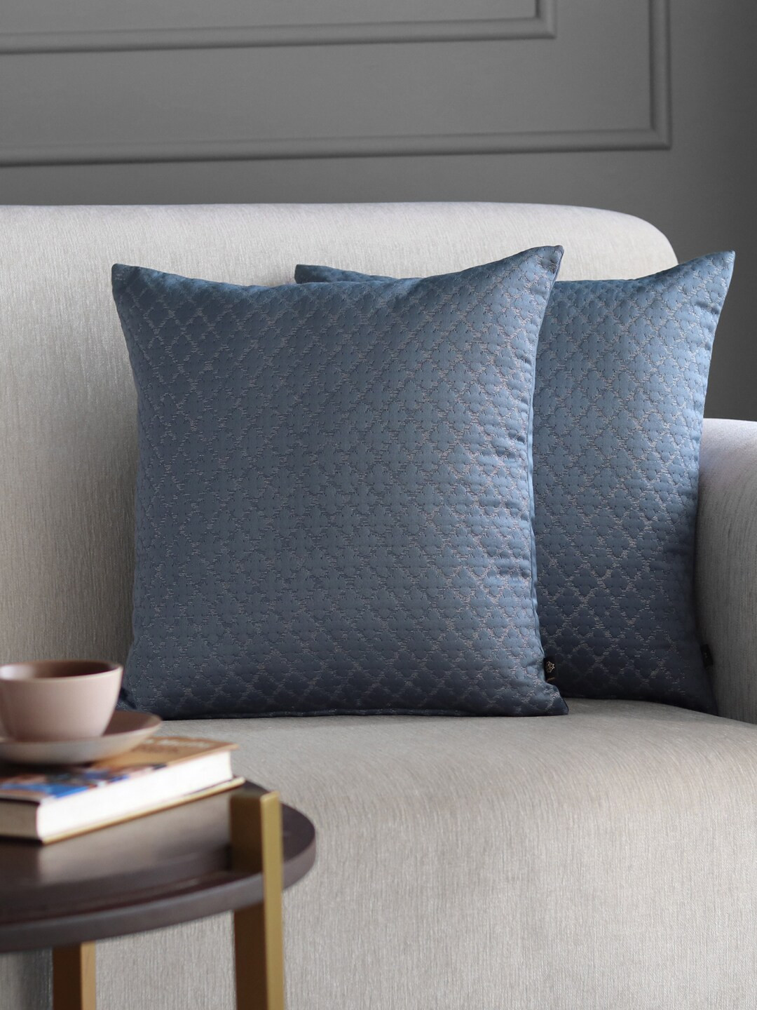 Buy GM Blue Set Of 2 Woven Design Square Cushion Covers Cushion