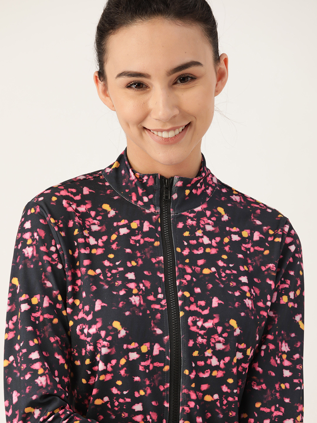 Buy DressBerry Women Black & Pink Printed Sporty Jacket Jackets for Women 13179414 Myntra